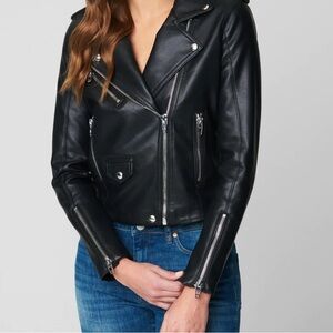 BEAUTIFUL worn once Blank NYC Nordstrom vegan black leather moto jacket size M